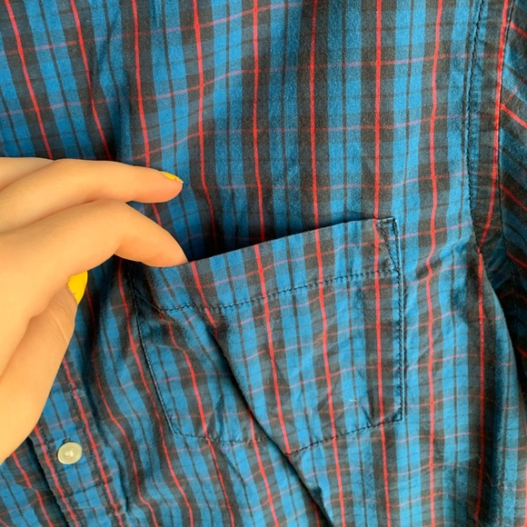 Sonoma Blue Red Lightweight Mens Button Up Shirt Size L - Picture 5 of 6